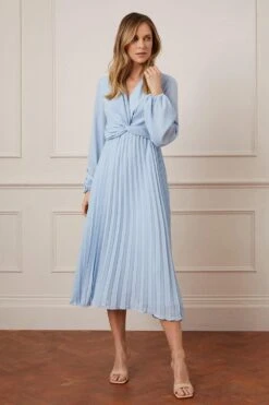 Wallis Pleated Twist Front Midi Dress