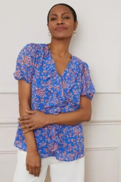 Wallis Short Sleeve Ruffle Front Blouse