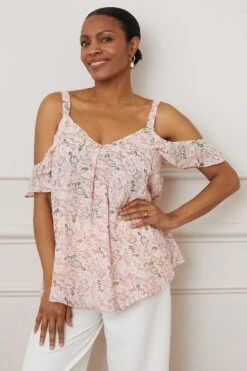 Wallis Cold Shoulder Ruffle Cami Top