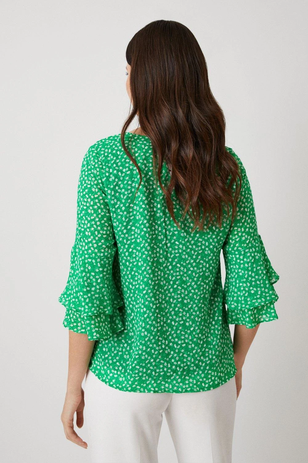 Wallis Petite V Neck Ruffle Sleeve Blouse - Image 3