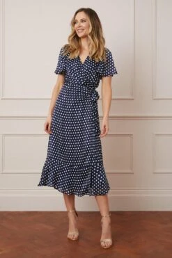 Wallis Glitter Stripe Spot Wrap Midi Dress