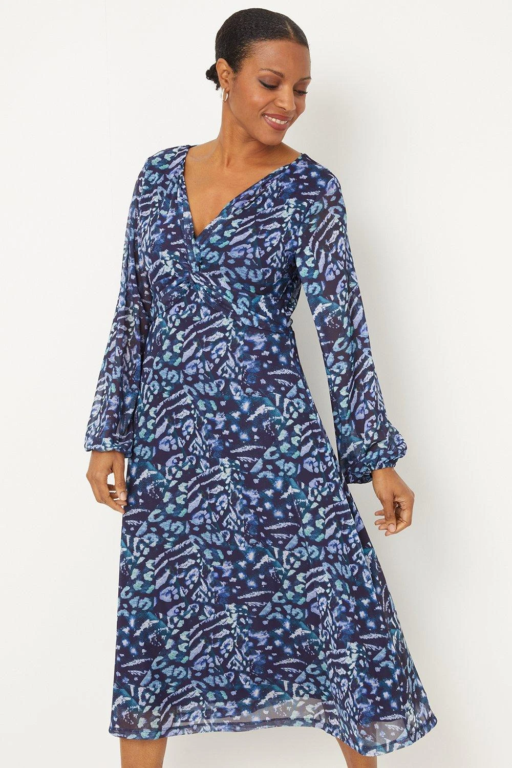Wallis Navy Animal Mesh Twist Dress - Image 2