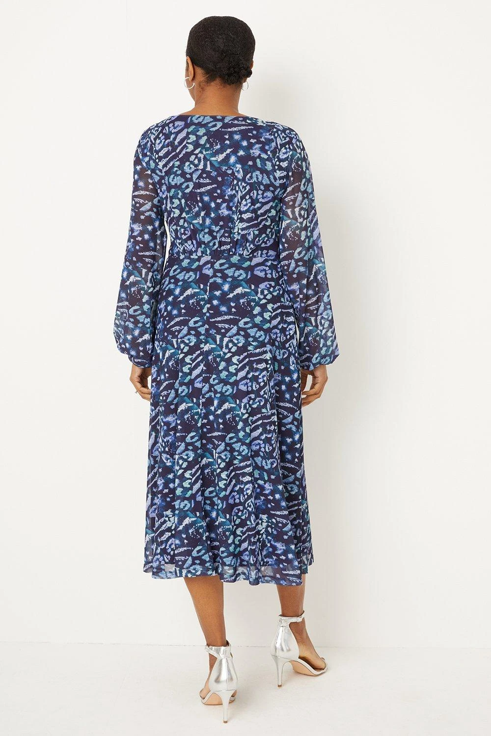 Wallis Navy Animal Mesh Twist Dress - Image 3