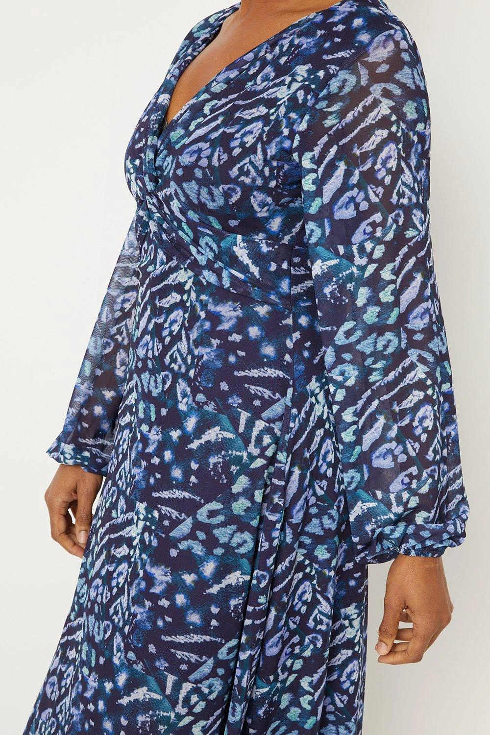 Wallis Navy Animal Mesh Twist Dress - Image 4