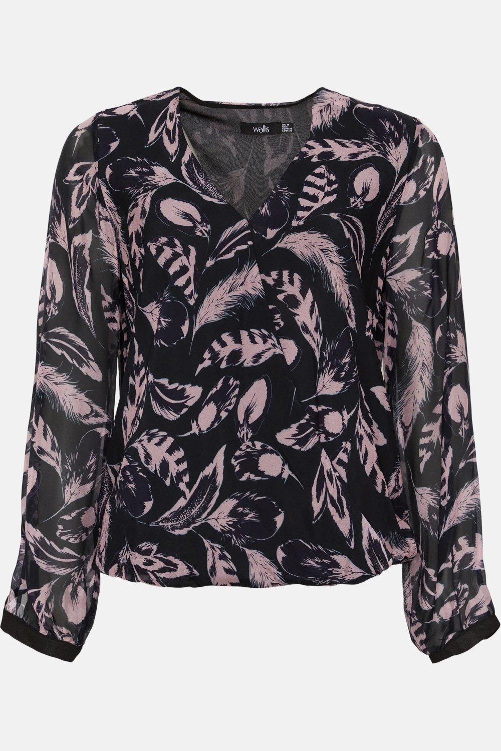 Wallis Silk Mix Feather Print Wrap Top - Image 5