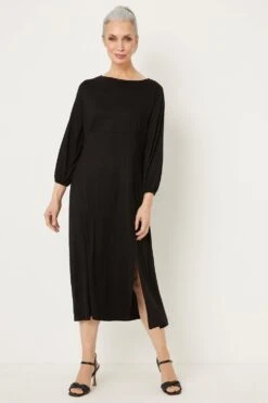 Wallis Black Split Hem Jersey Dress