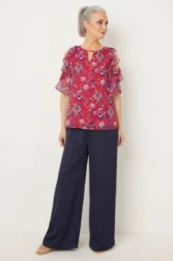 Wallis Pink Floral Cold Shoulder Top