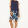 Wallis Navy Floral Border Shift Dress
