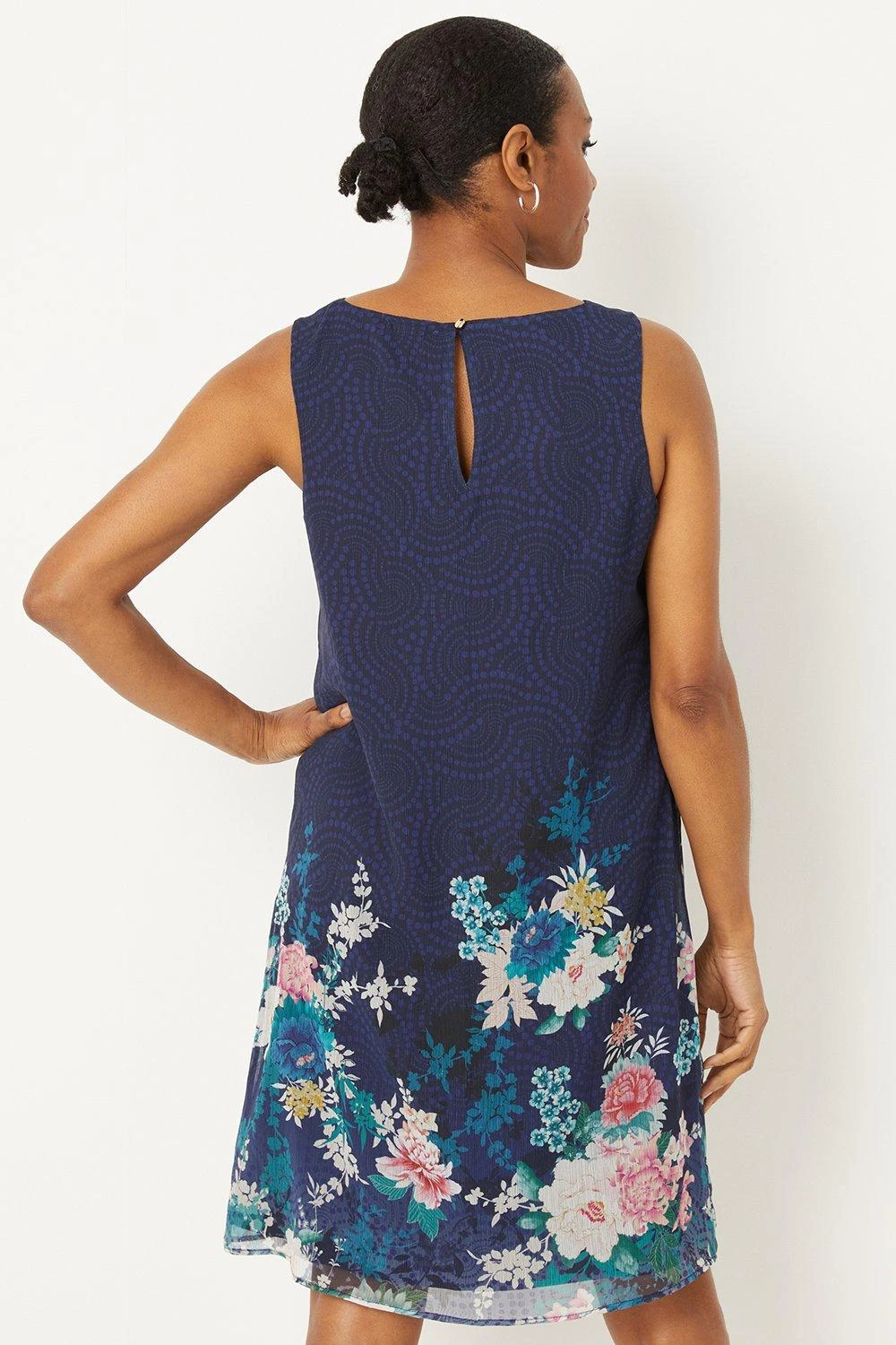Wallis Navy Floral Border Shift Dress - Image 3