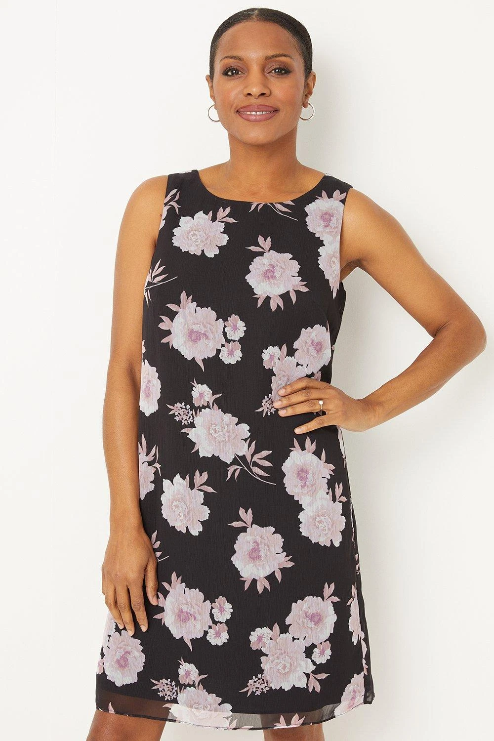 Wallis Black Floral Shift Dress - Image 2