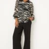 Wallis Mono Animal Shirred Cuff Shirt