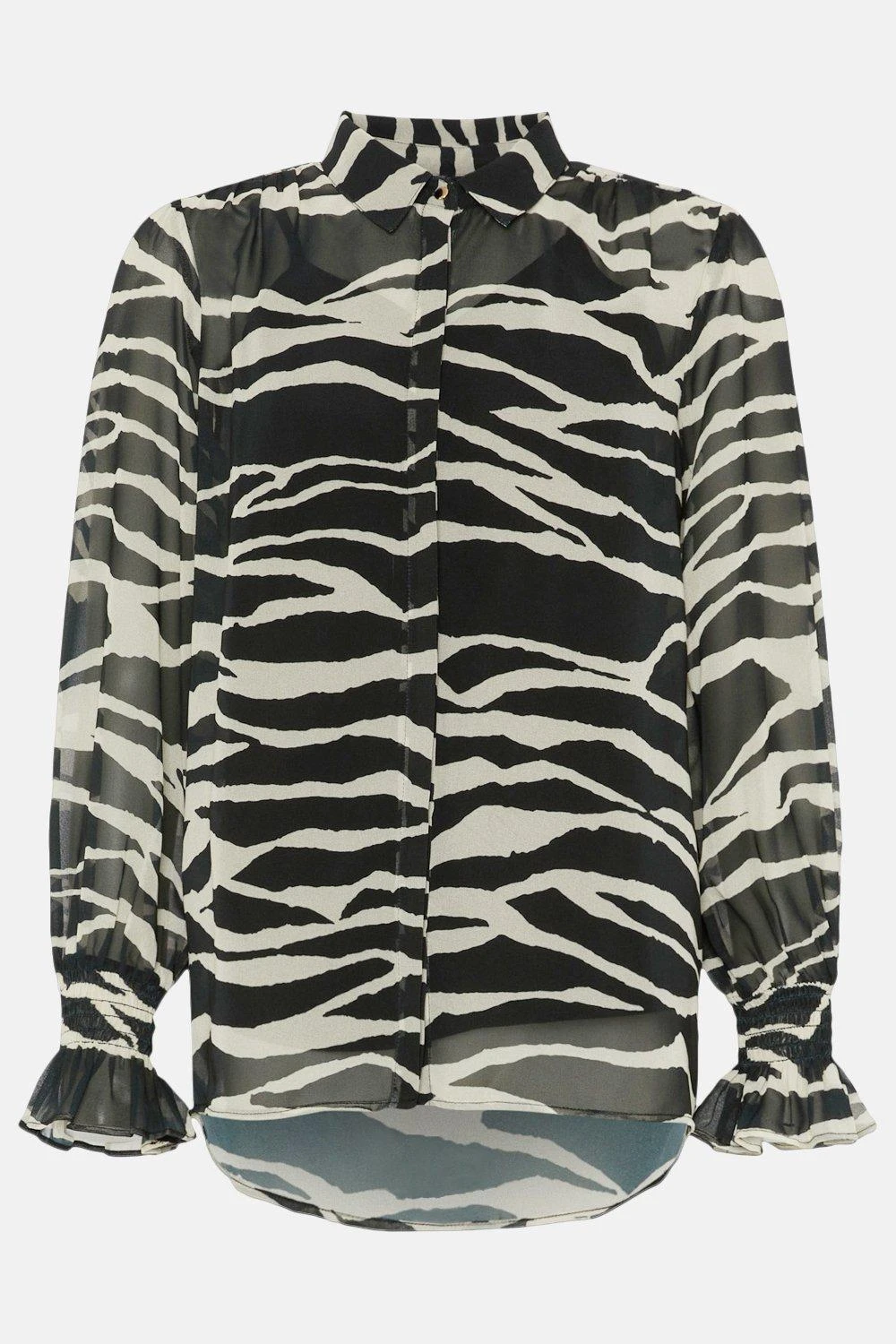 Wallis Mono Animal Shirred Cuff Shirt - Image 5