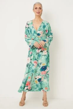 Wallis Mint Floral Twist Front Dress