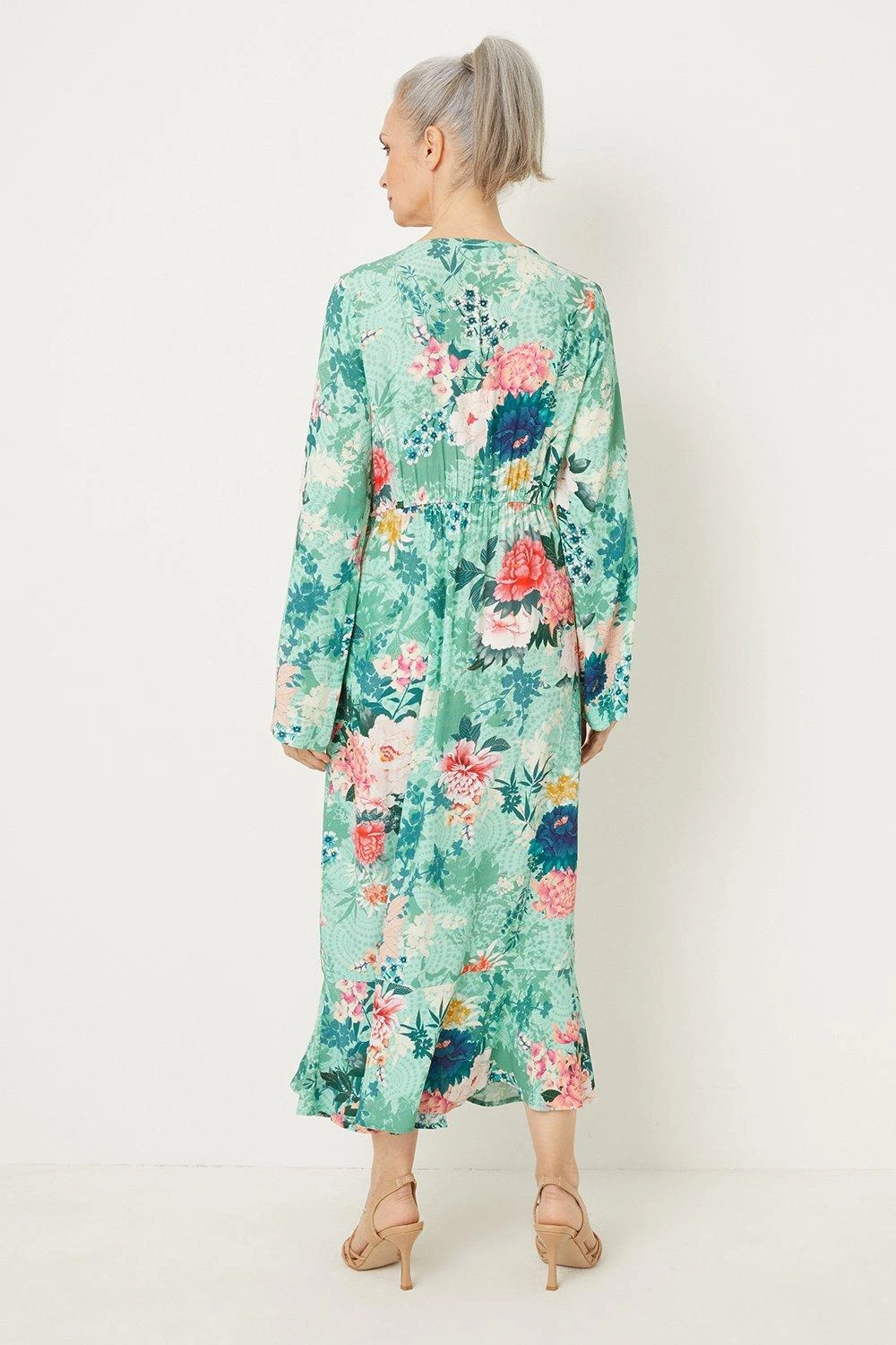 Wallis Mint Floral Twist Front Dress - Image 3