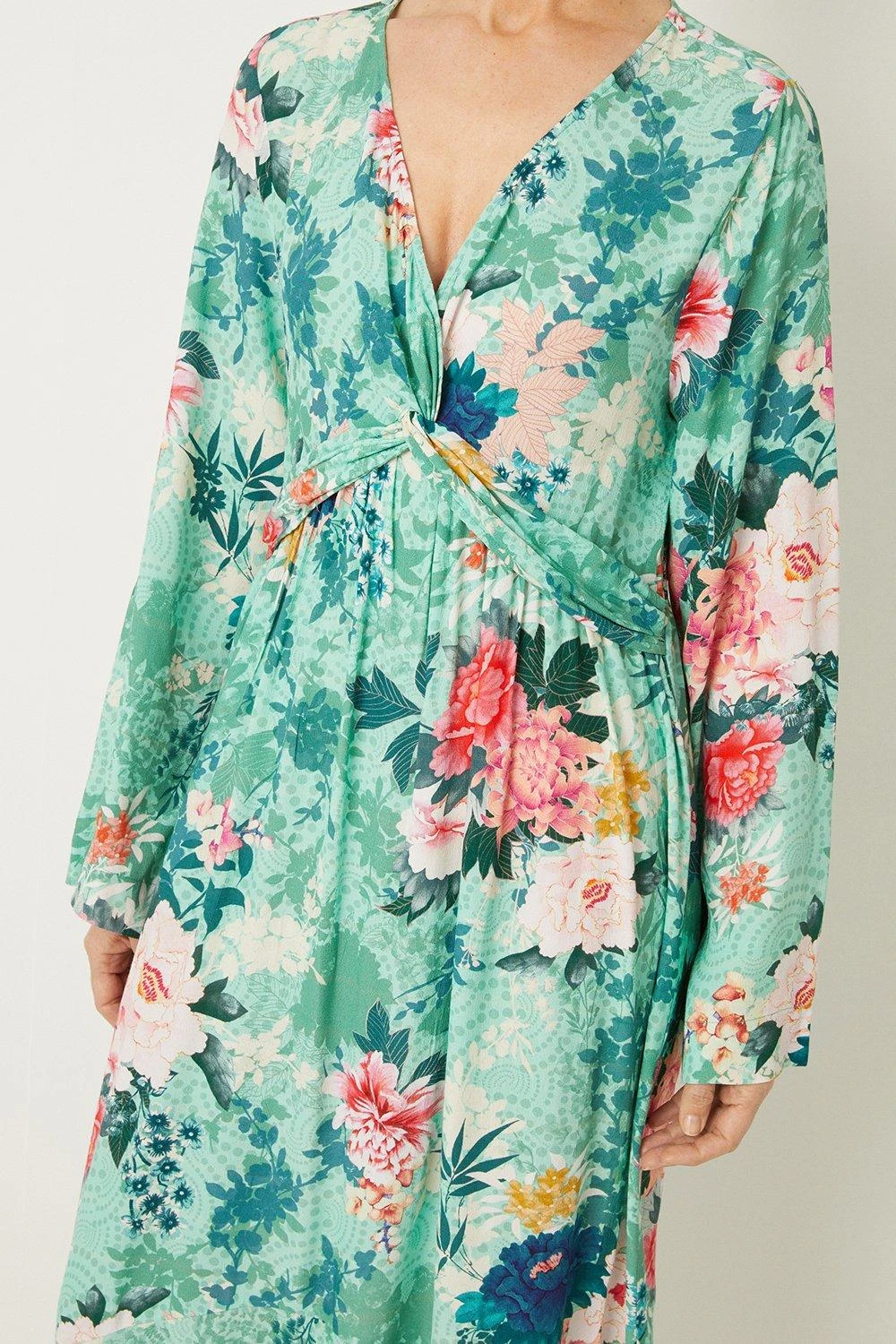 Wallis Mint Floral Twist Front Dress - Image 4