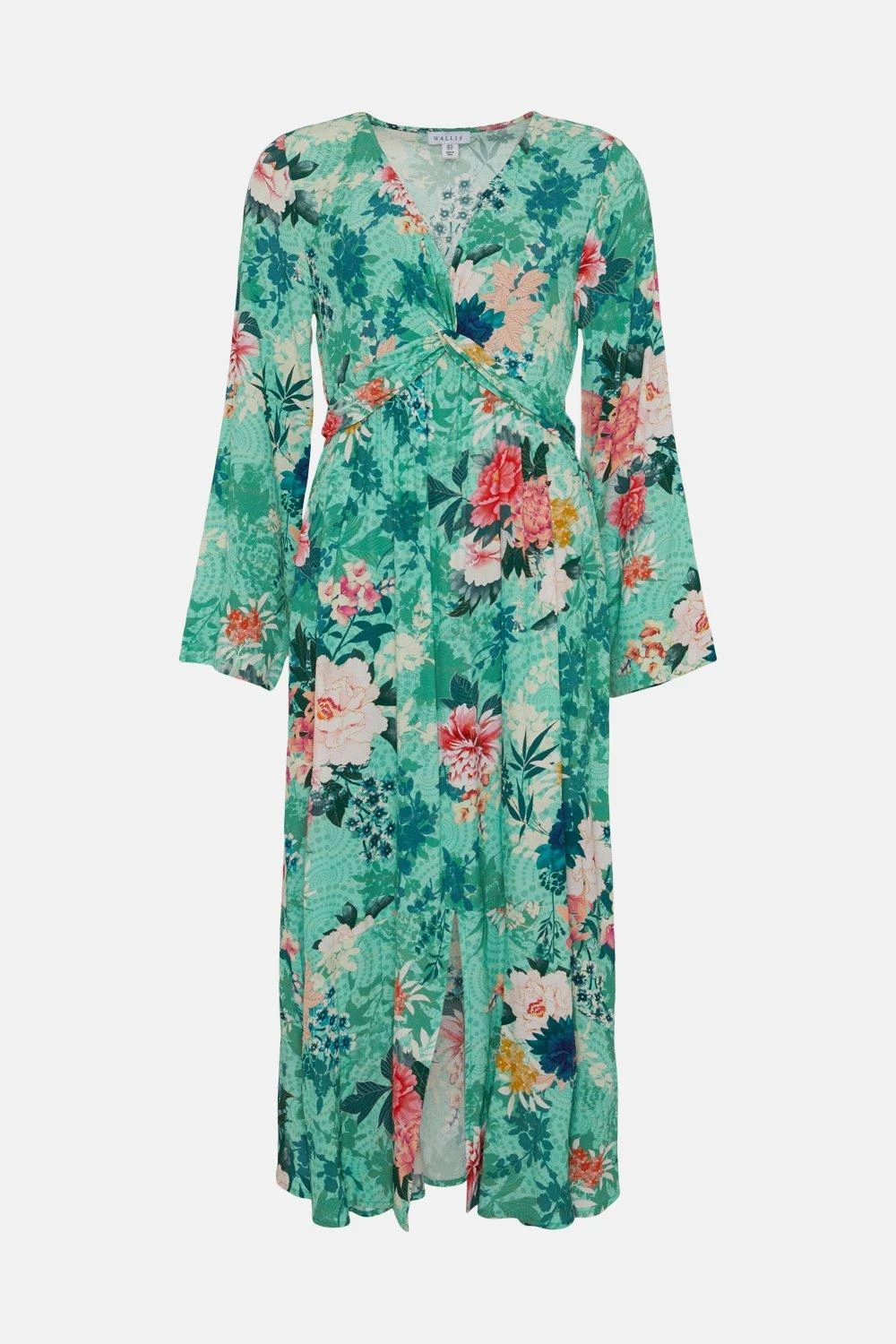 Wallis Mint Floral Twist Front Dress - Image 5