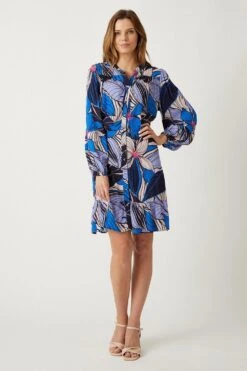 Wallis Blue Leaf Shirt Dress