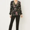 Wallis Black Floral Twist Front Top