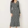 Wallis Green Ditsy Jersey Wrap Dress