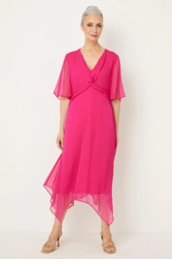 Wallis Pink Twist Front Hanky Hem Dress