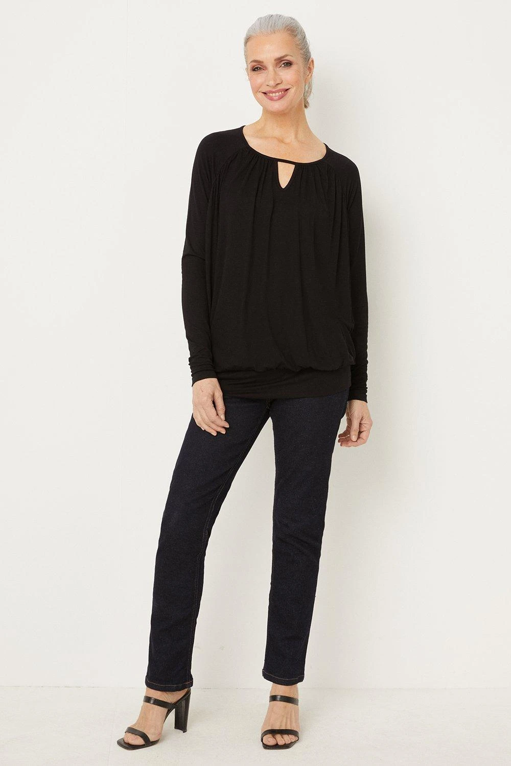 Wallis Black Jersey Bubble Hem Top