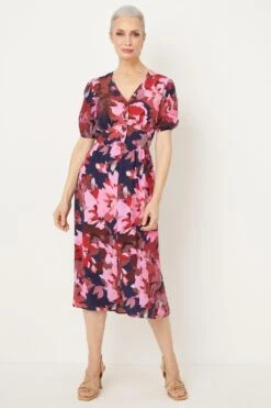 Wallis Pink Floral Midi Dress