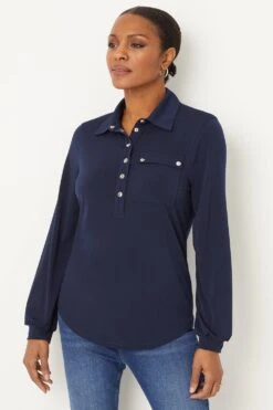 Wallis Navy Jersey Pocket Shirt