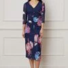 Wallis Floral Mesh Ruched Front Midi Dress