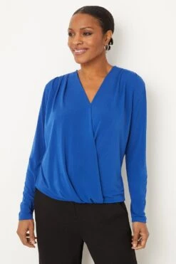 Wallis Cobalt Jersey Wrap Top