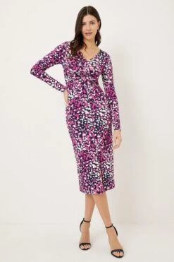 Wallis Pink Abstract Twist Front Jersey Dress