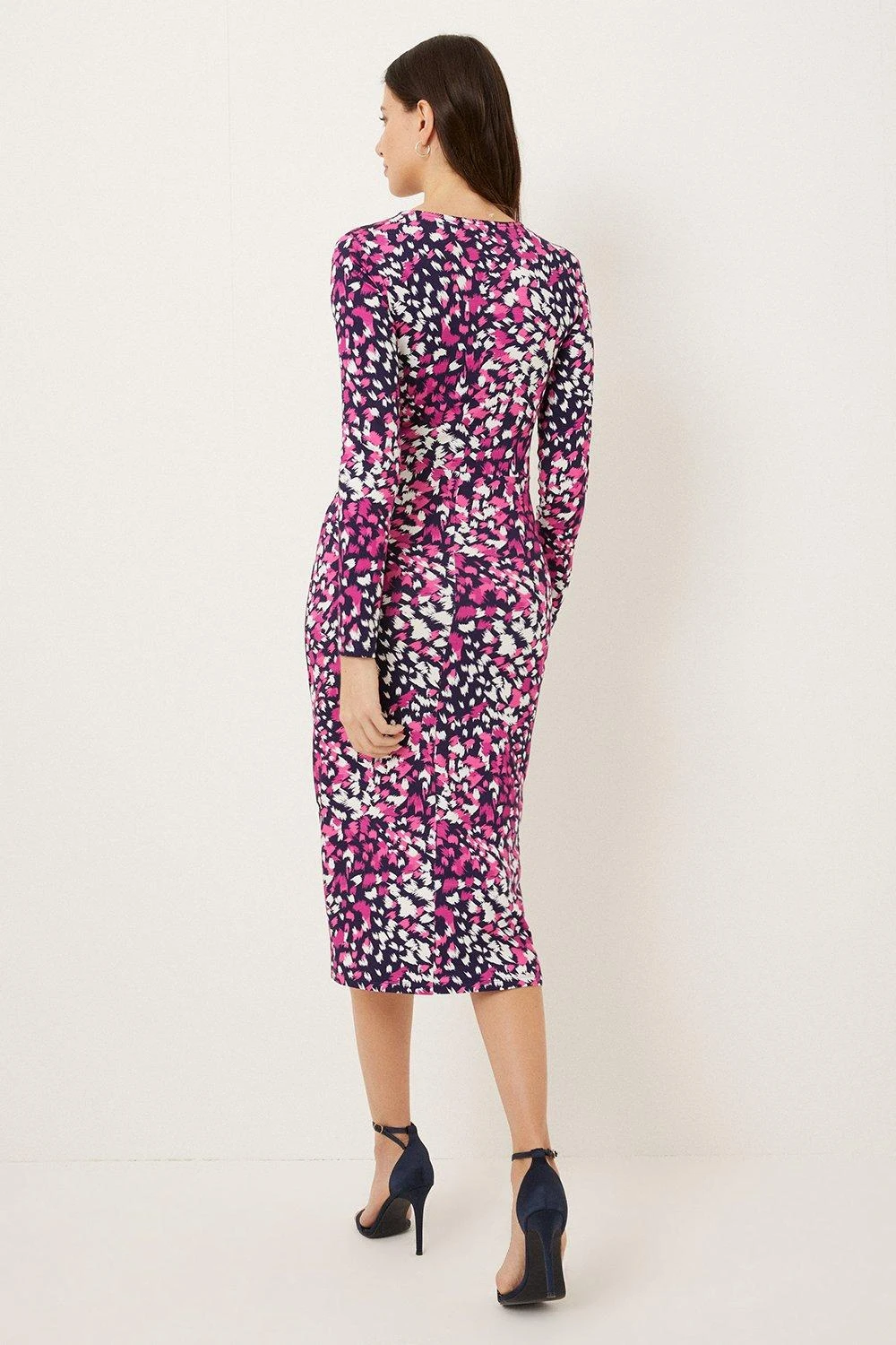Wallis Pink Abstract Twist Front Jersey Dress - Image 3