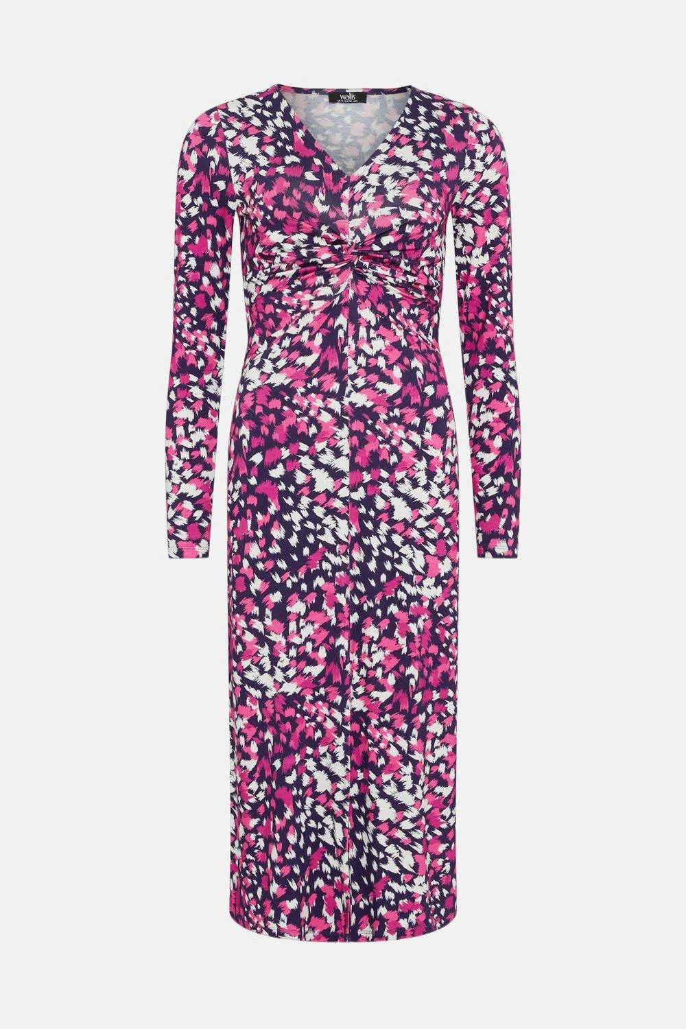 Wallis Pink Abstract Twist Front Jersey Dress - Image 5