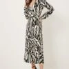 Wallis Mono Leaf Jersey Wrap Dress
