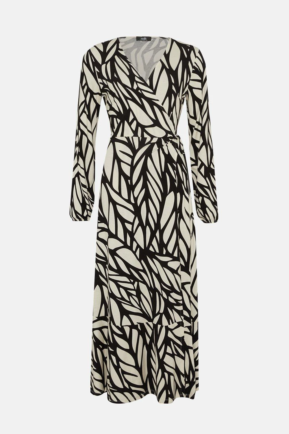 Wallis Mono Leaf Jersey Wrap Dress - Image 4