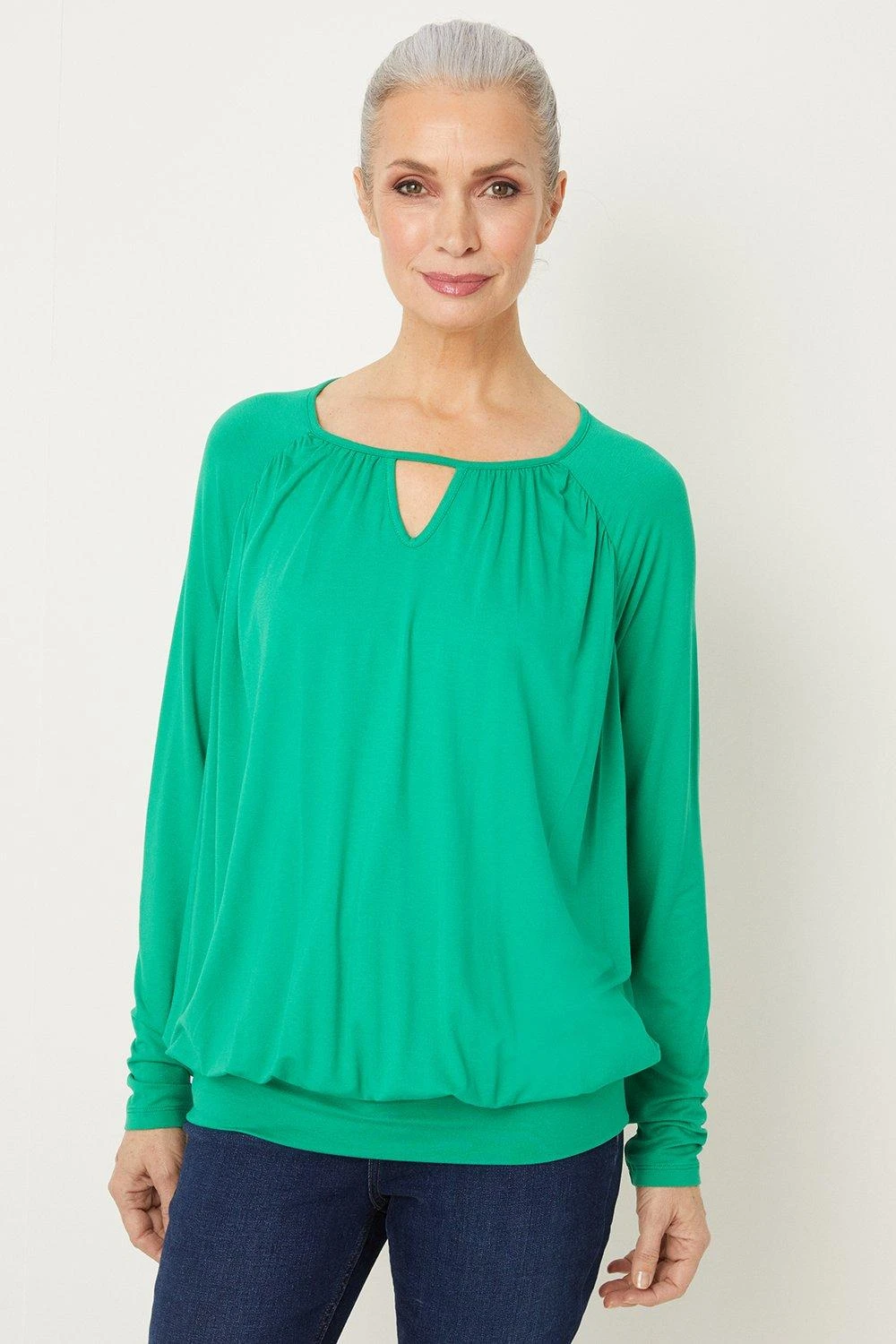Wallis Green Jersey Bubble Hem Top - Image 2