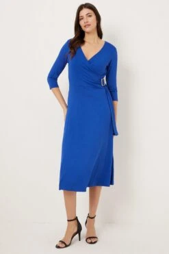 Wallis Cobalt Jersey Buckle Wrap Dress