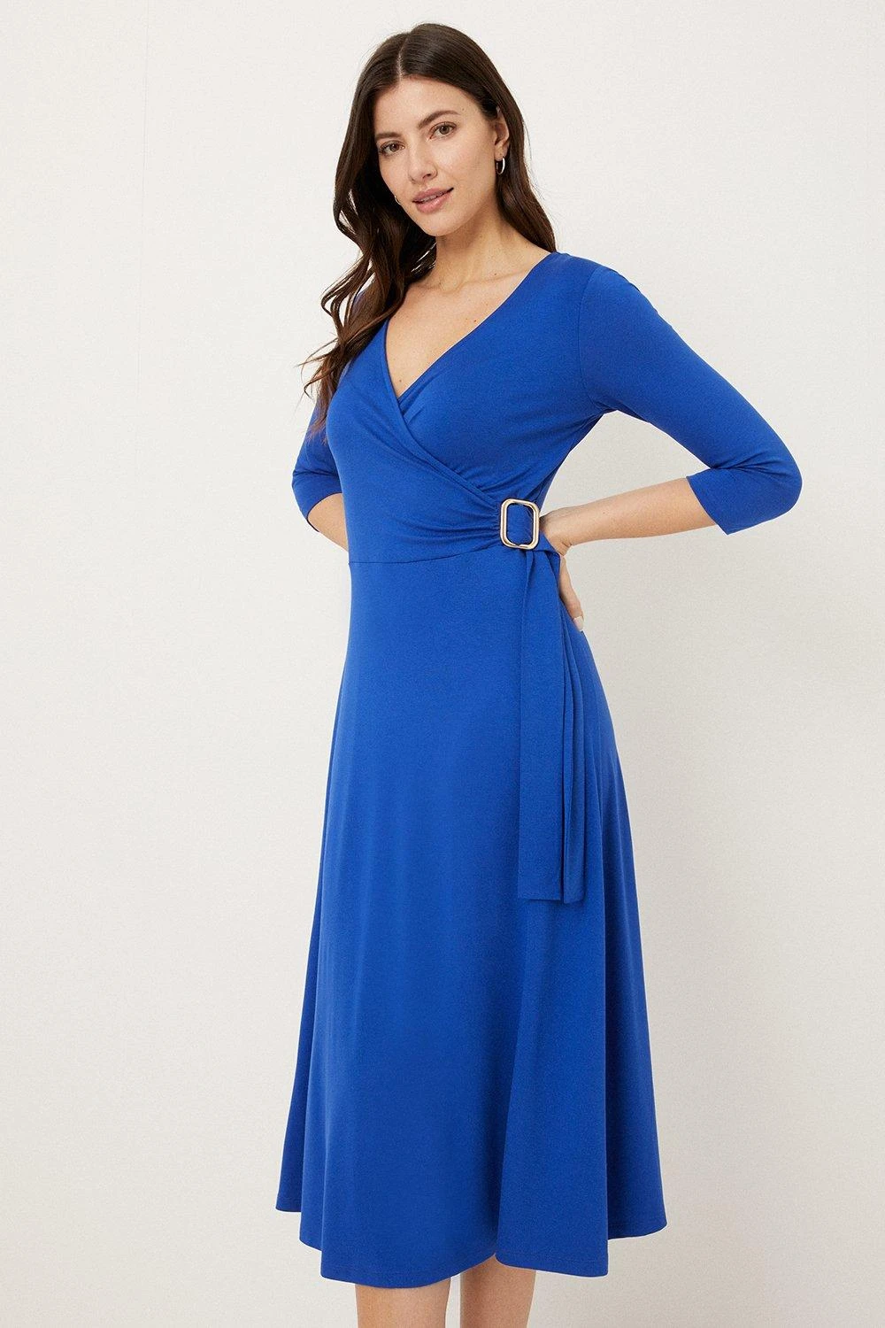 Wallis Cobalt Jersey Buckle Wrap Dress - Image 2