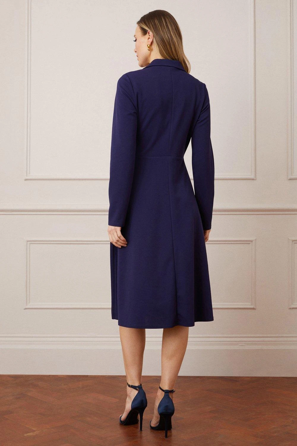 Wallis Scuba Crepe Button Wrap Midi Dress - Image 3