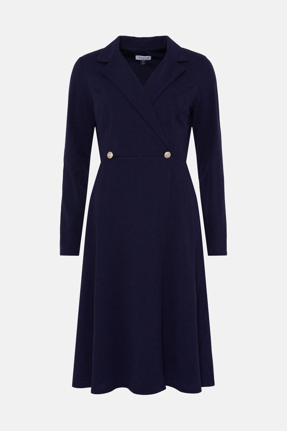 Wallis Scuba Crepe Button Wrap Midi Dress - Image 5