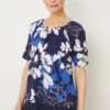 Wallis Blue Stencil Floral Woven Shell Top