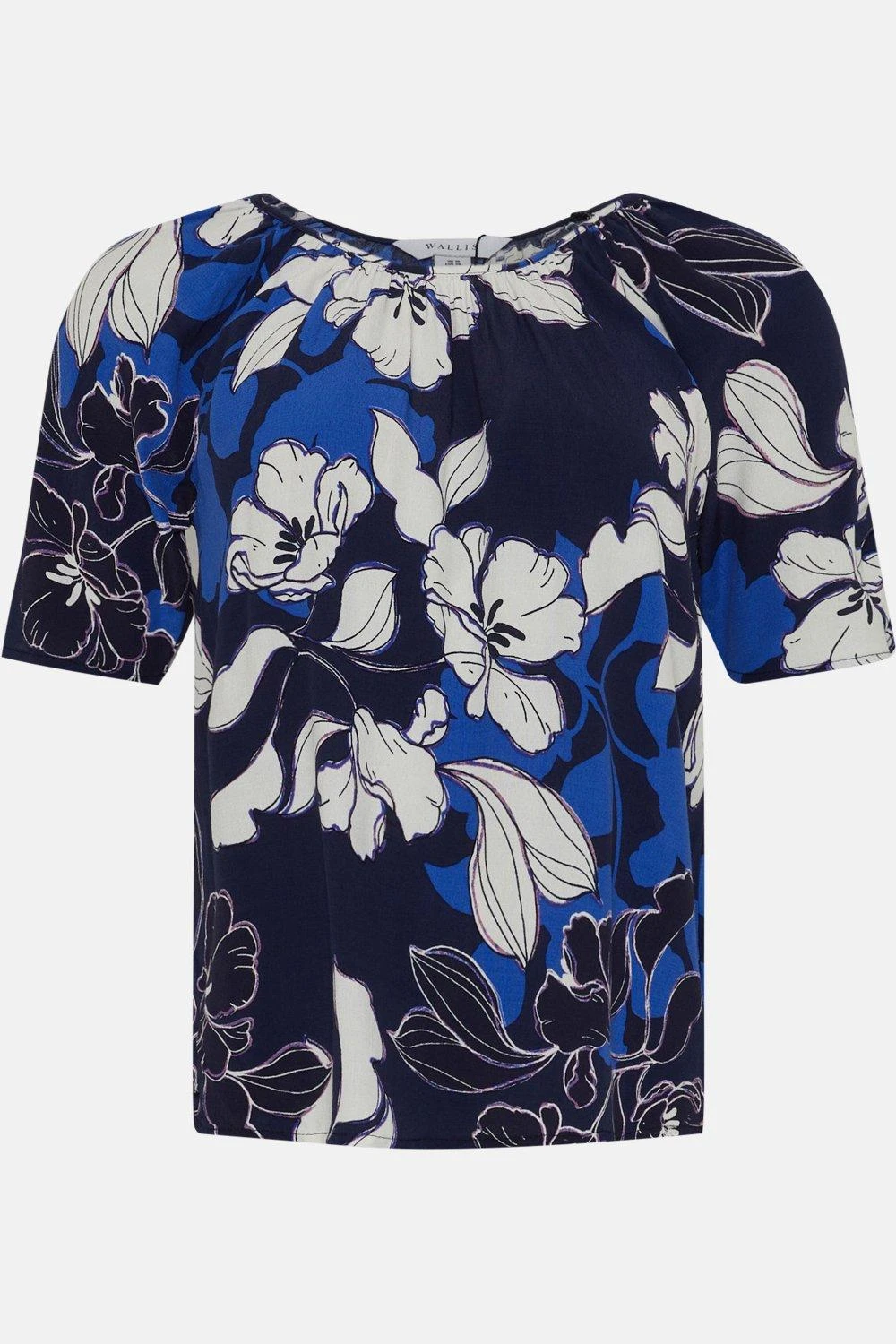 Wallis Blue Stencil Floral Woven Shell Top - Image 5