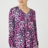 Wallis Raspberry Abstract Jersey Hanky Hem Top