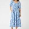 Wallis Paisley Print Linen Look Puff Sleeve Midi Dress