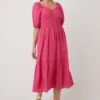 Wallis Linen Look Puff Sleeve Midi Dress