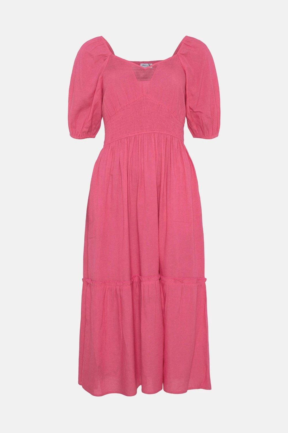 Wallis Linen Look Puff Sleeve Midi Dress - Image 5