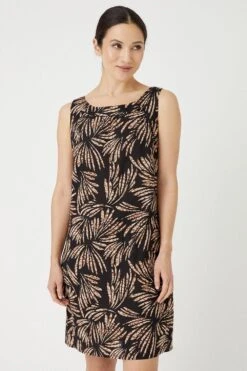 Wallis Abstract Print Linen Look Shift Dress