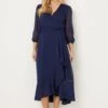 Wallis Petite Navy Chiffon Wrap Dress