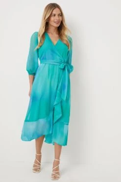 Wallis Petite Green Ombre Wrap Dress