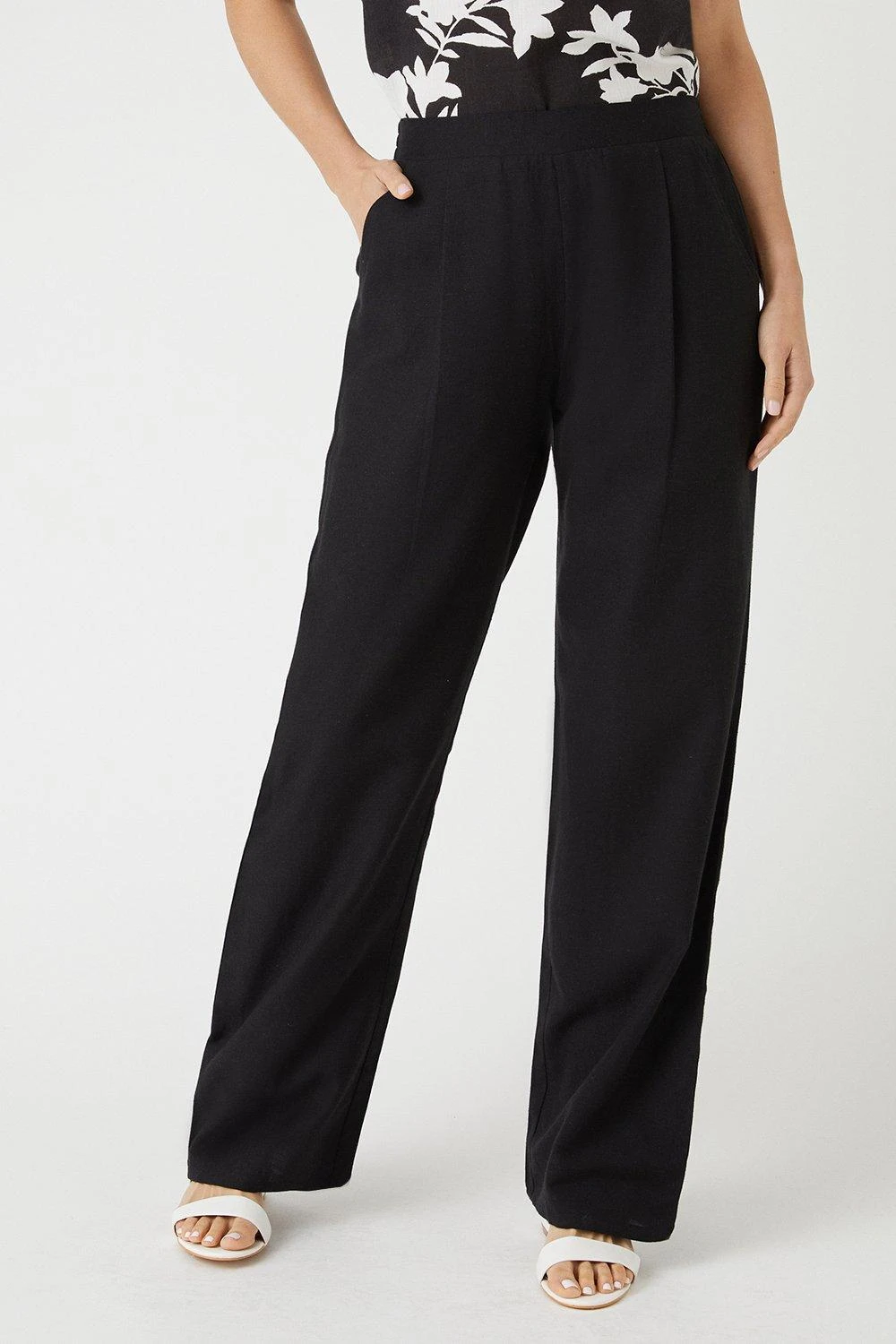 Wallis Linen Look Wide Leg Trousers - Image 2