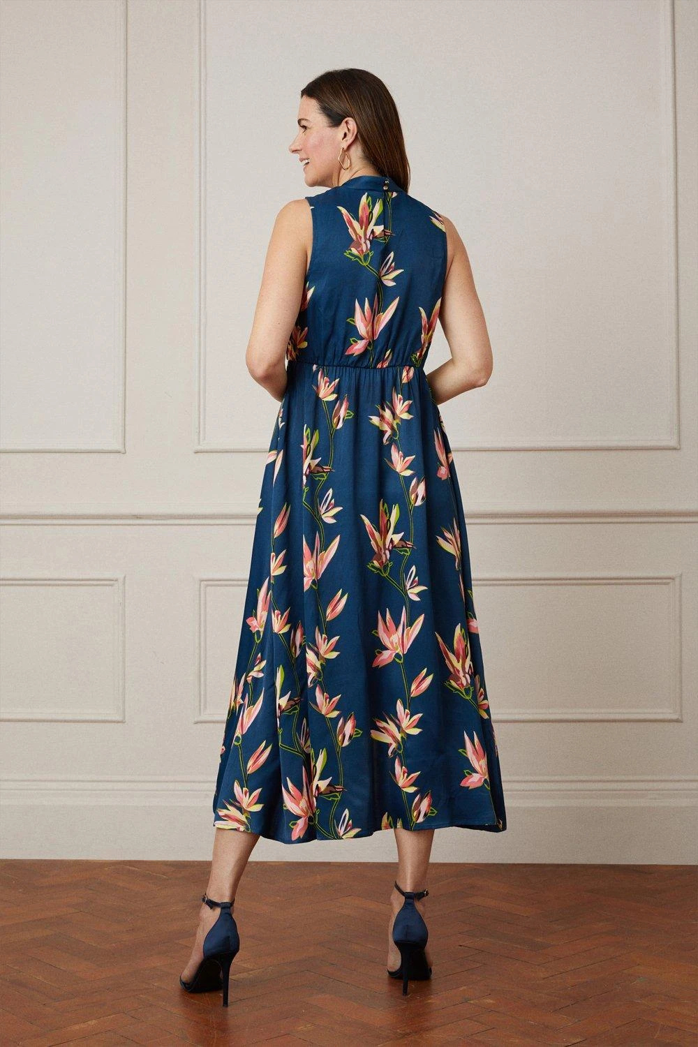 Wallis Floral Embellished High Neck Midaxi Dress - Image 3